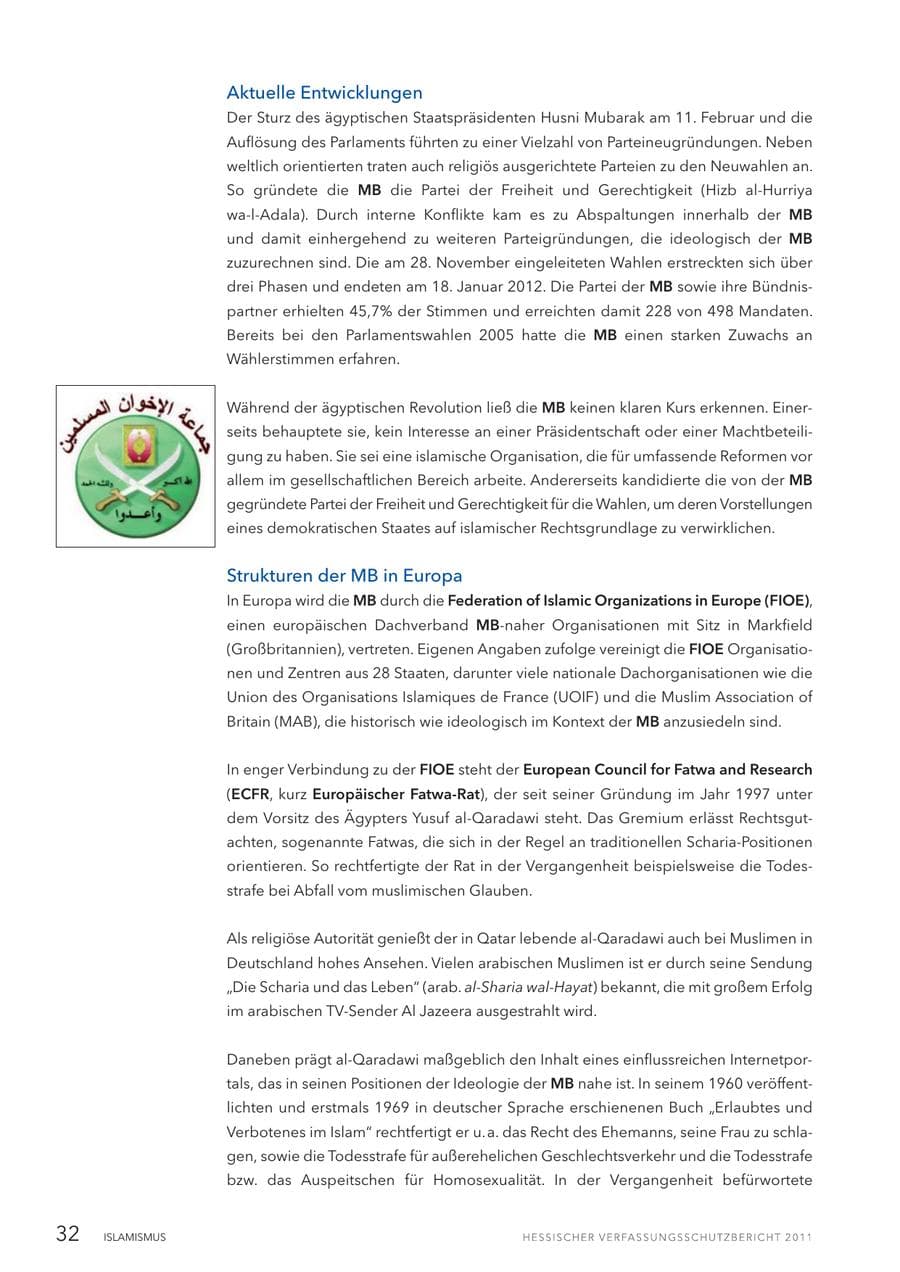 Seite 34 des Verfassungsschutzbericht 2011 Hessen