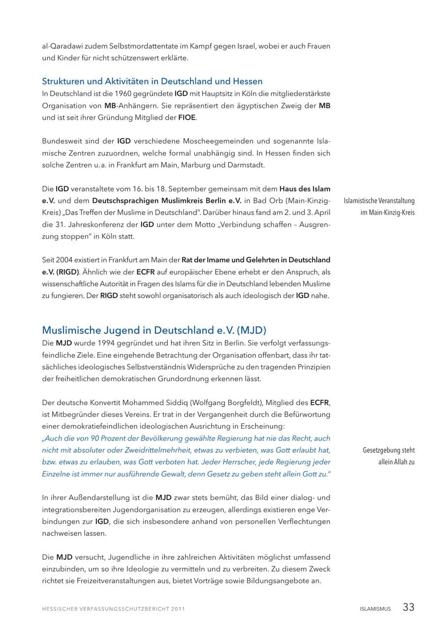 Seite 35 des Verfassungsschutzbericht 2011 Hessen