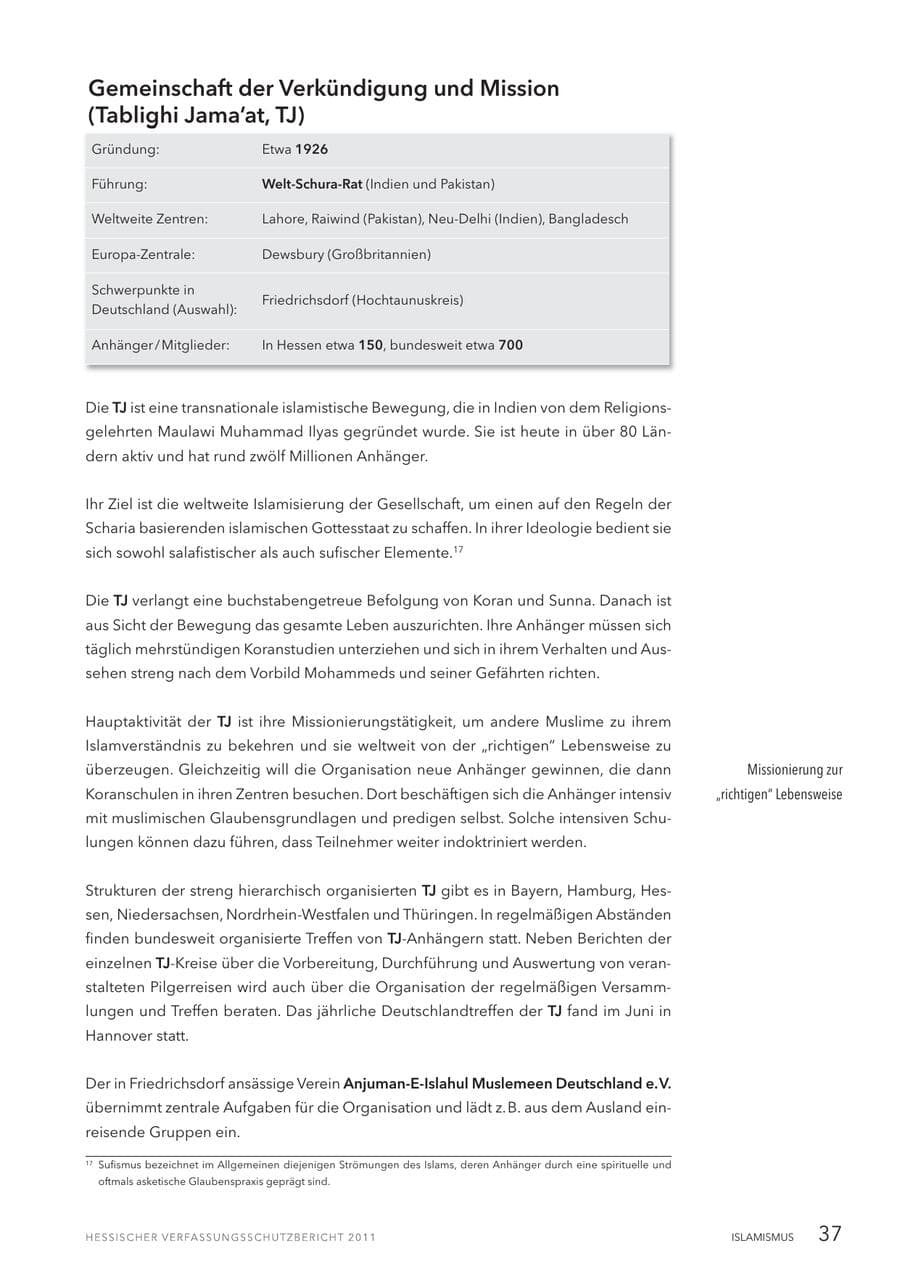 Seite 39 des Verfassungsschutzbericht 2011 Hessen