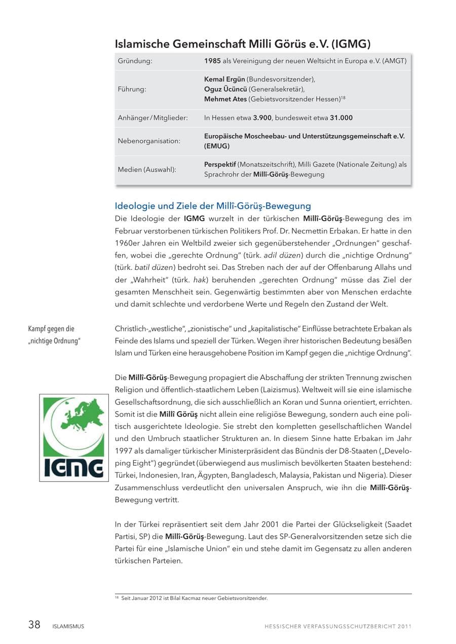Seite 40 des Verfassungsschutzbericht 2011 Hessen