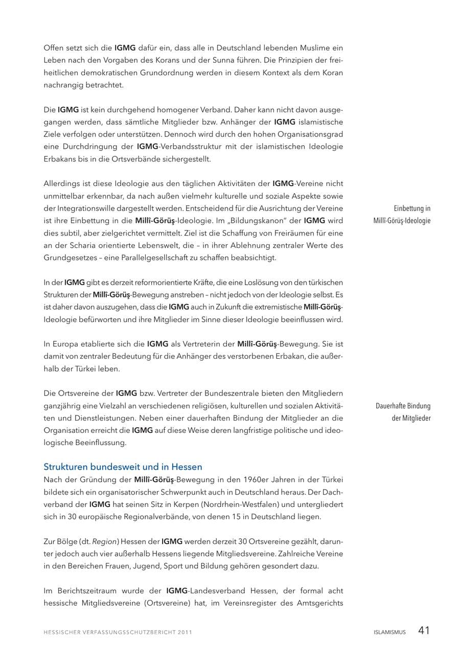 Seite 43 des Verfassungsschutzbericht 2011 Hessen