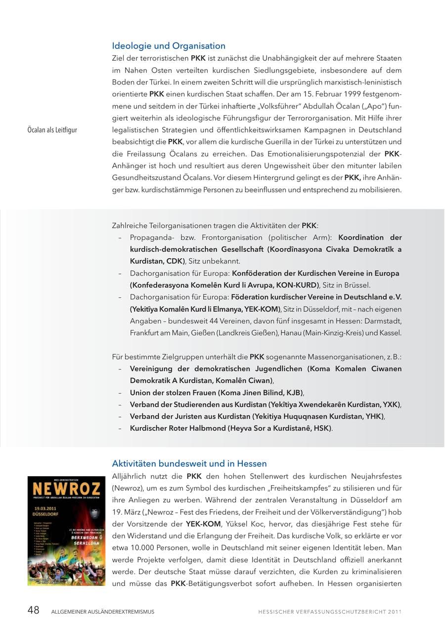 Seite 50 des Verfassungsschutzbericht 2011 Hessen