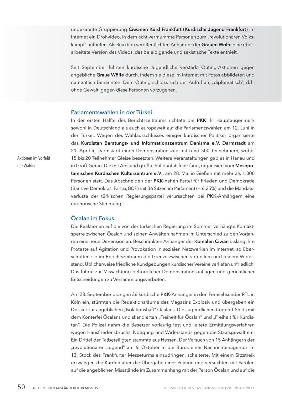 Seite 52 des Verfassungsschutzbericht 2011 Hessen