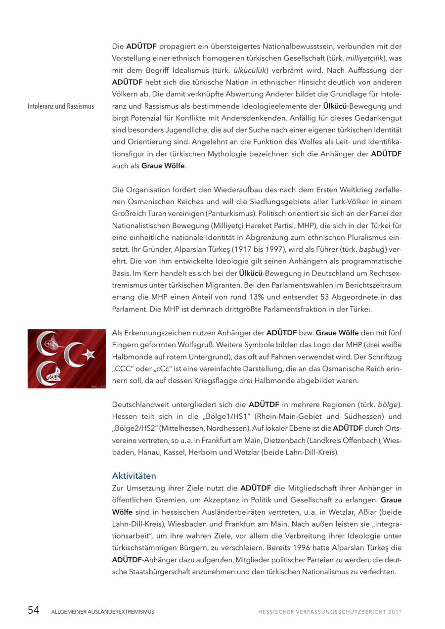 Seite 56 des Verfassungsschutzbericht 2011 Hessen