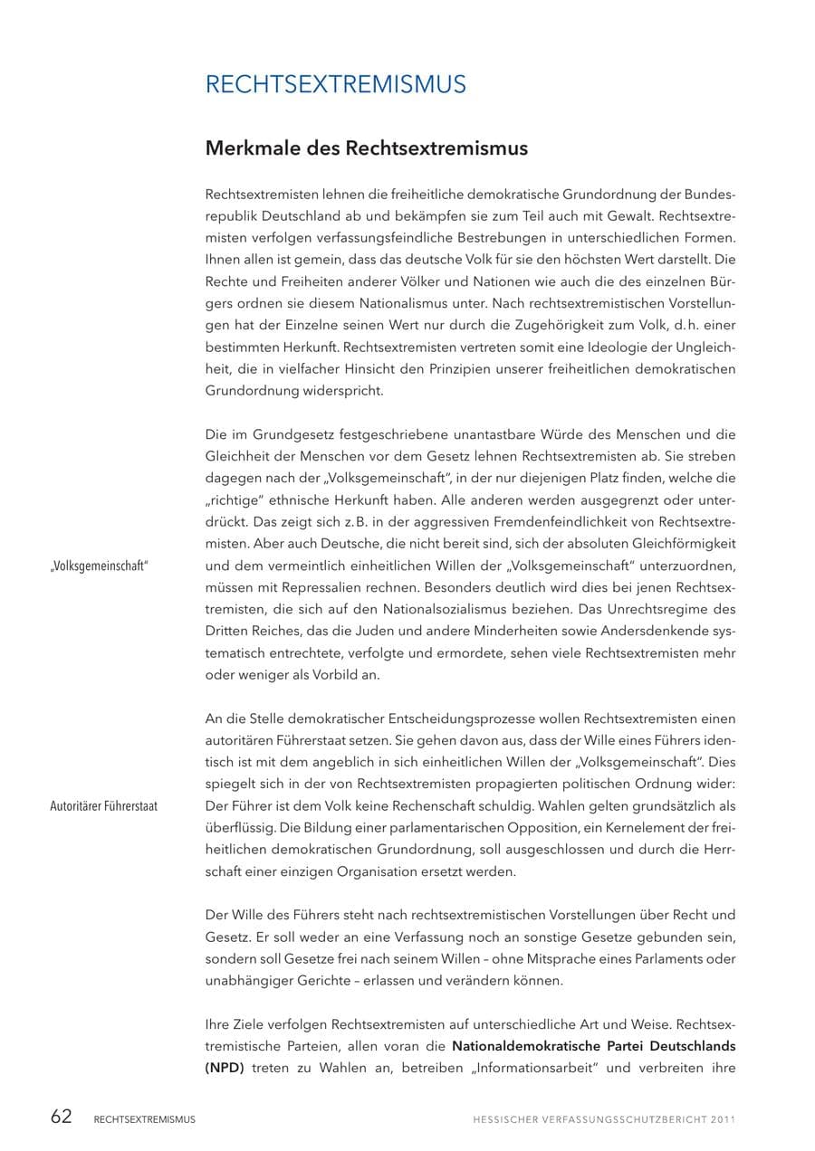 Seite 64 des Verfassungsschutzbericht 2011 Hessen