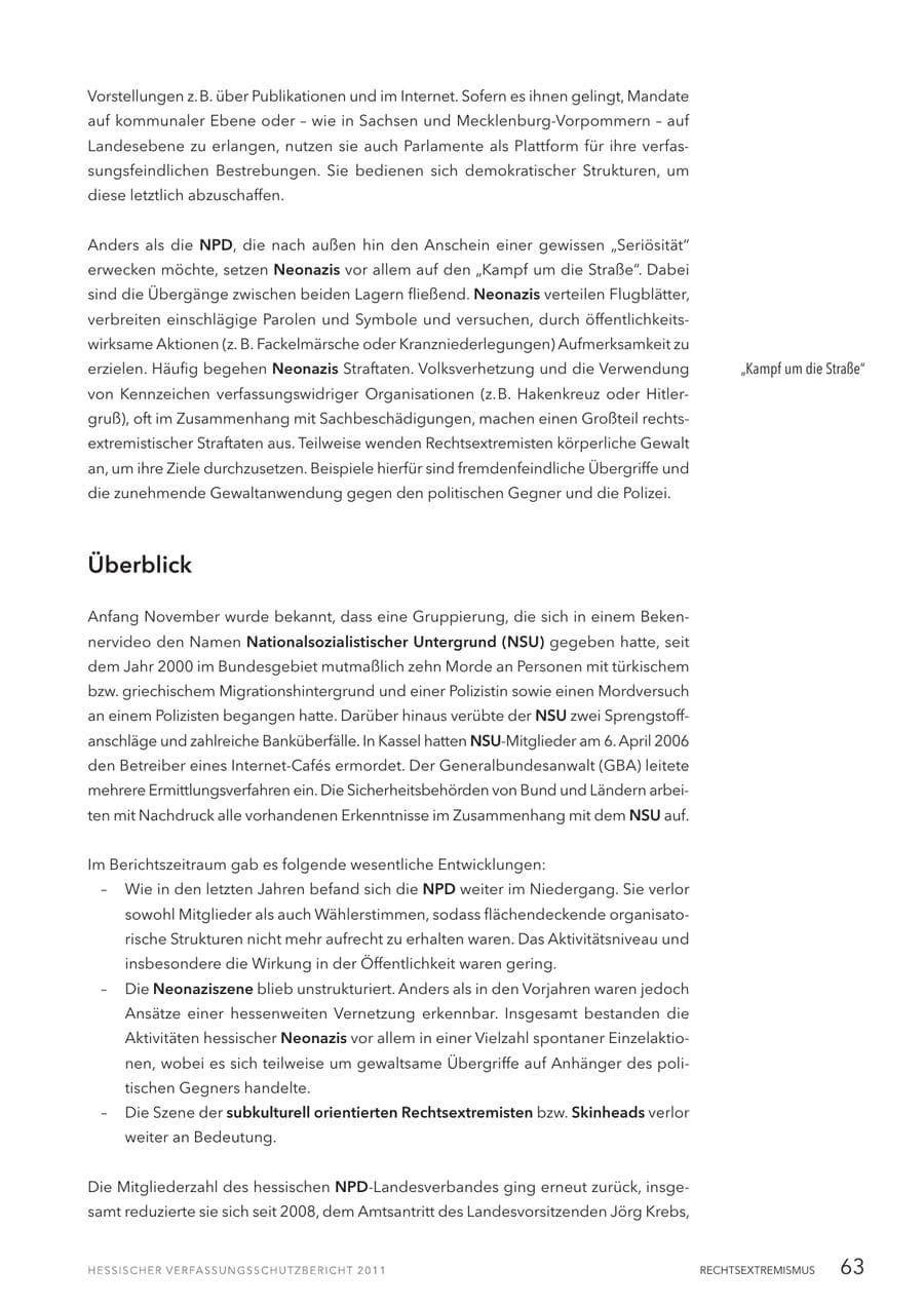 Seite 65 des Verfassungsschutzbericht 2011 Hessen