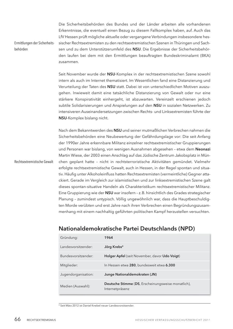 Seite 68 des Verfassungsschutzbericht 2011 Hessen