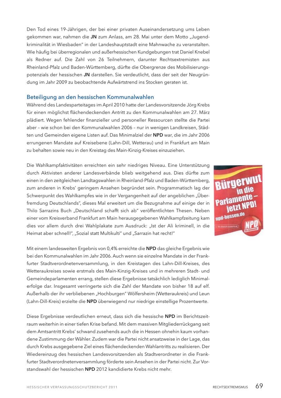 Seite 71 des Verfassungsschutzbericht 2011 Hessen