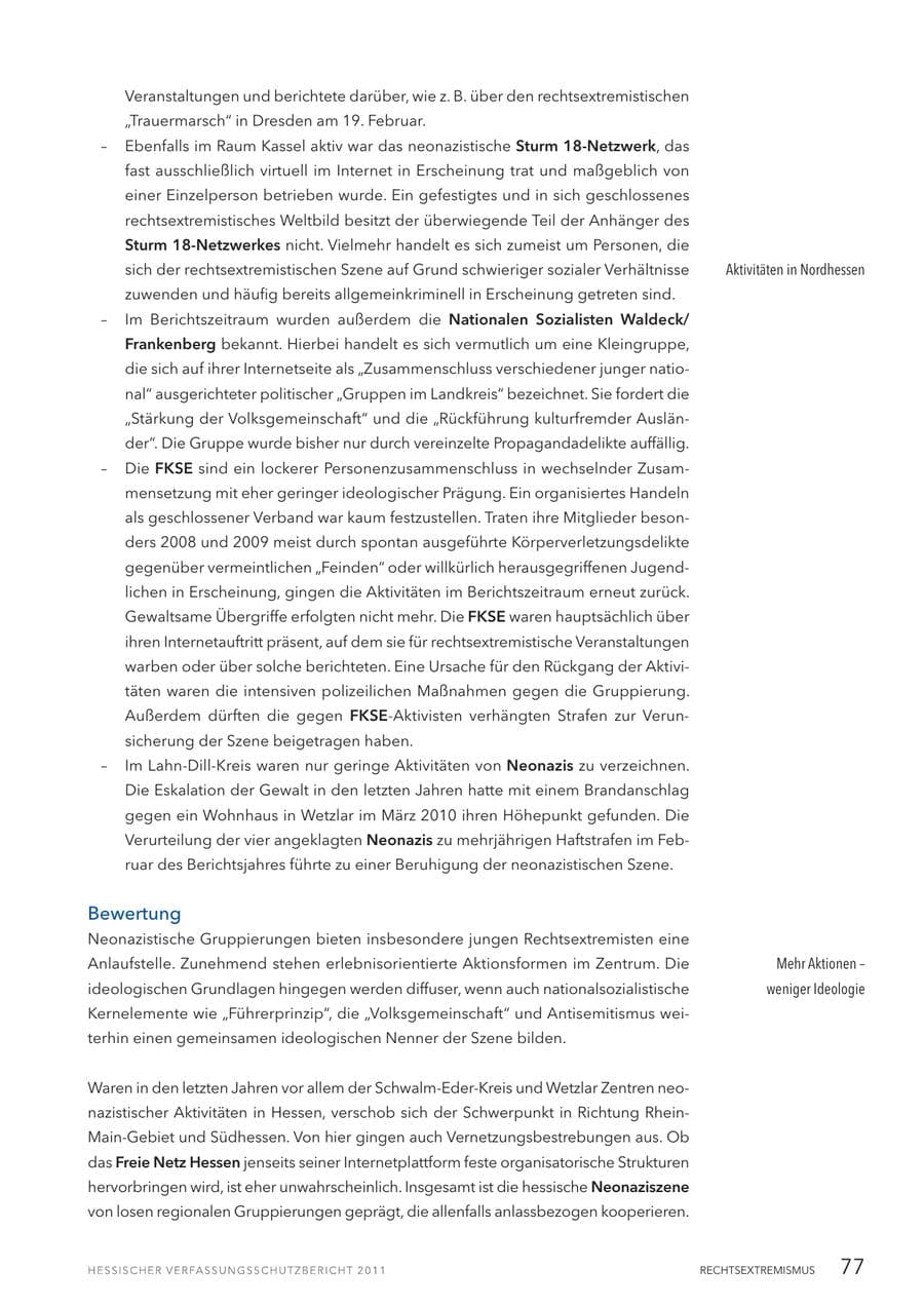 Seite 79 des Verfassungsschutzbericht 2011 Hessen