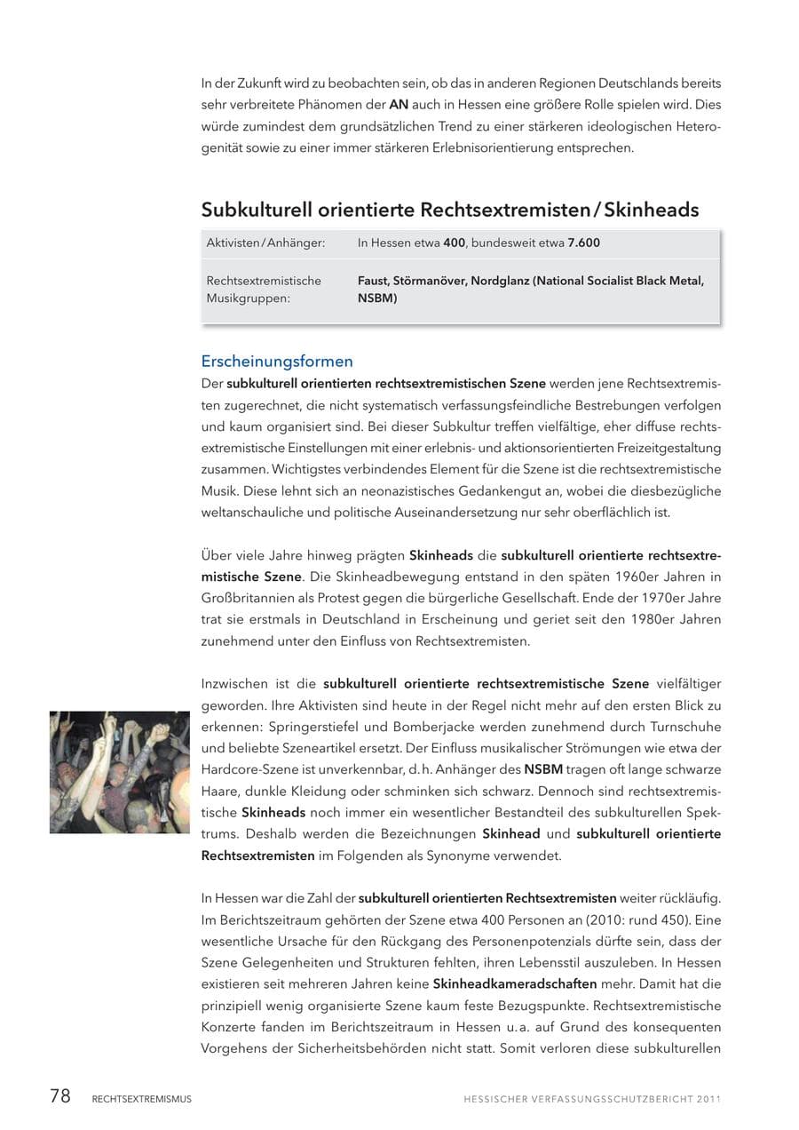 Seite 80 des Verfassungsschutzbericht 2011 Hessen