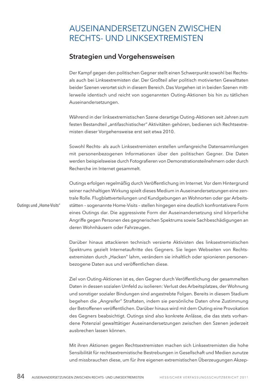 Seite 86 des Verfassungsschutzbericht 2011 Hessen