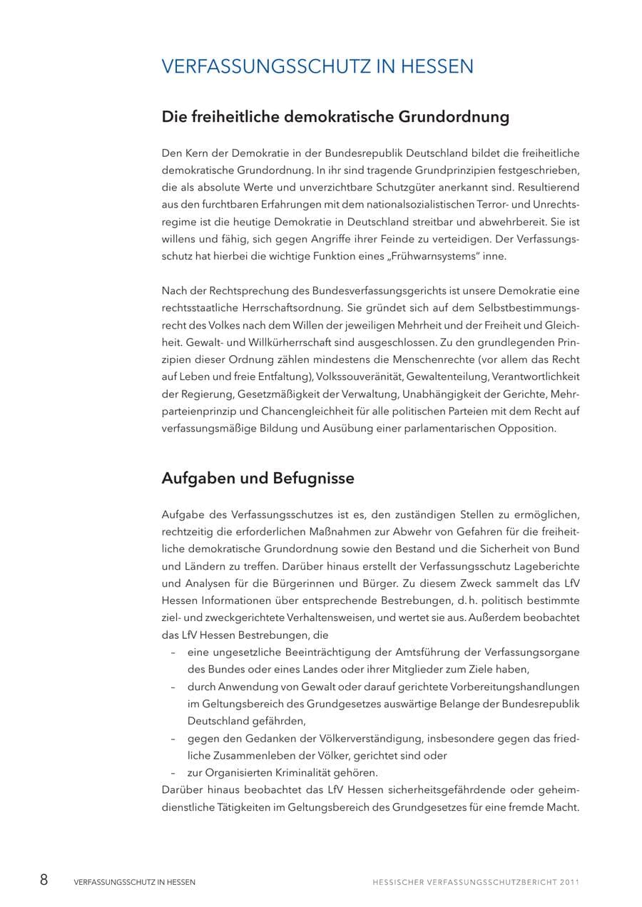 Seite 10 des Verfassungsschutzbericht 2011 Hessen