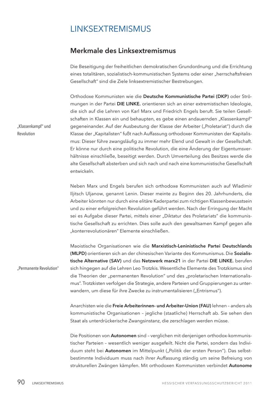 Seite 92 des Verfassungsschutzbericht 2011 Hessen