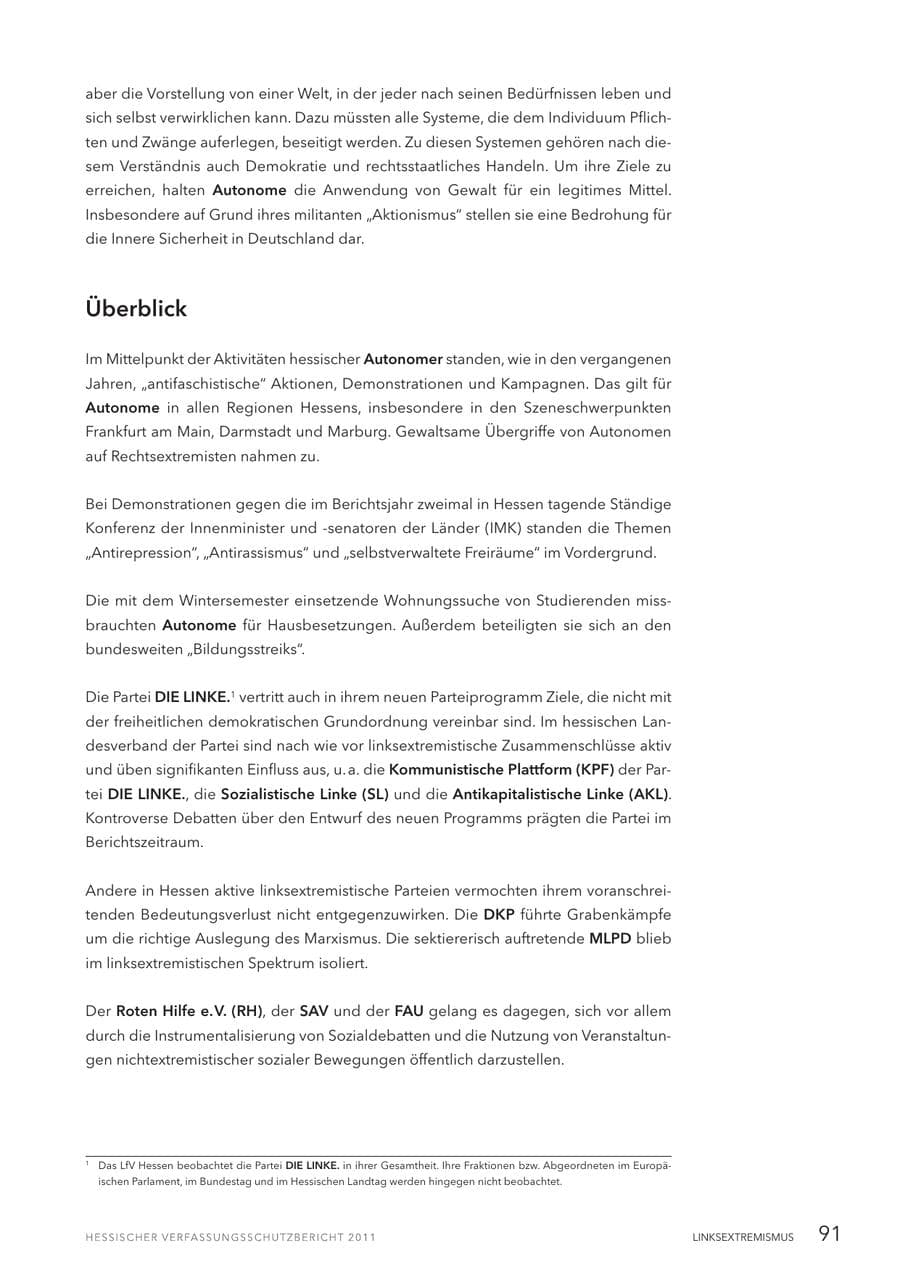 Seite 93 des Verfassungsschutzbericht 2011 Hessen
