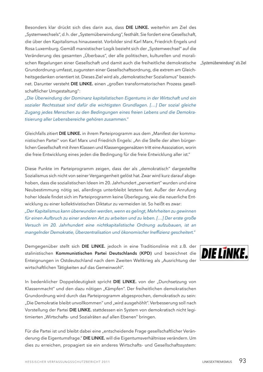Seite 95 des Verfassungsschutzbericht 2011 Hessen