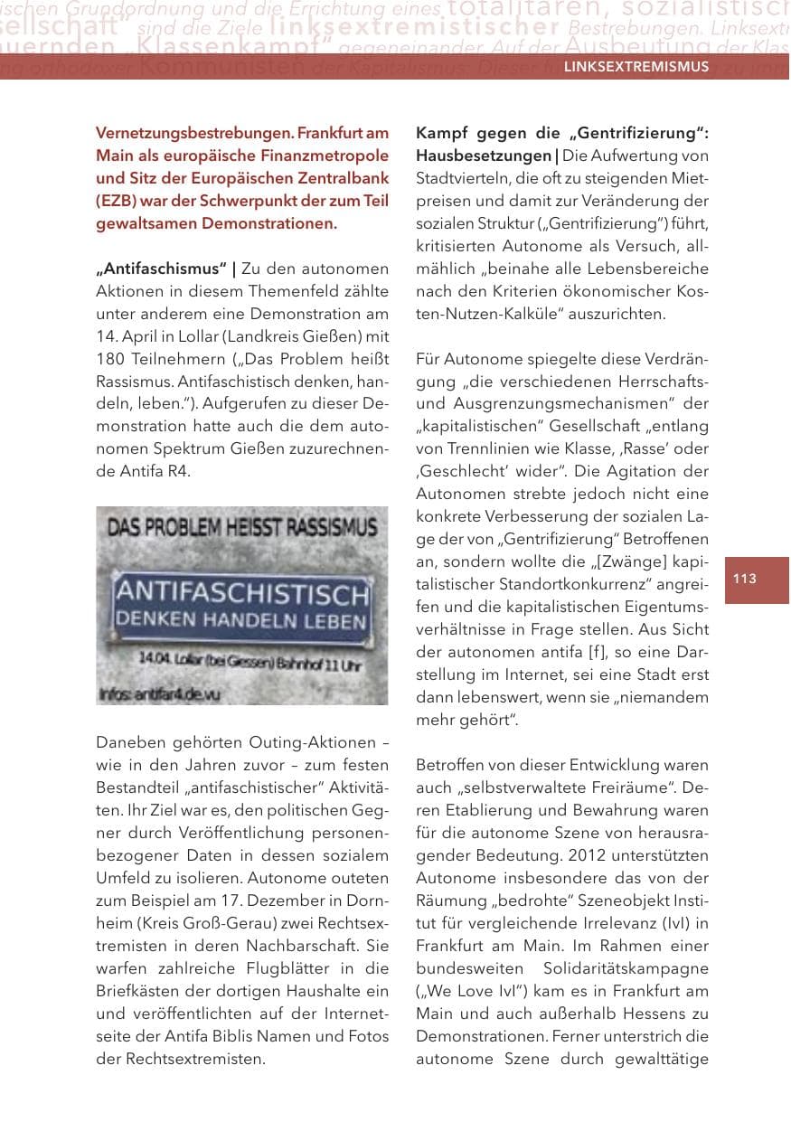 Seite 113 des Verfassungsschutzbericht 2012 Hessen