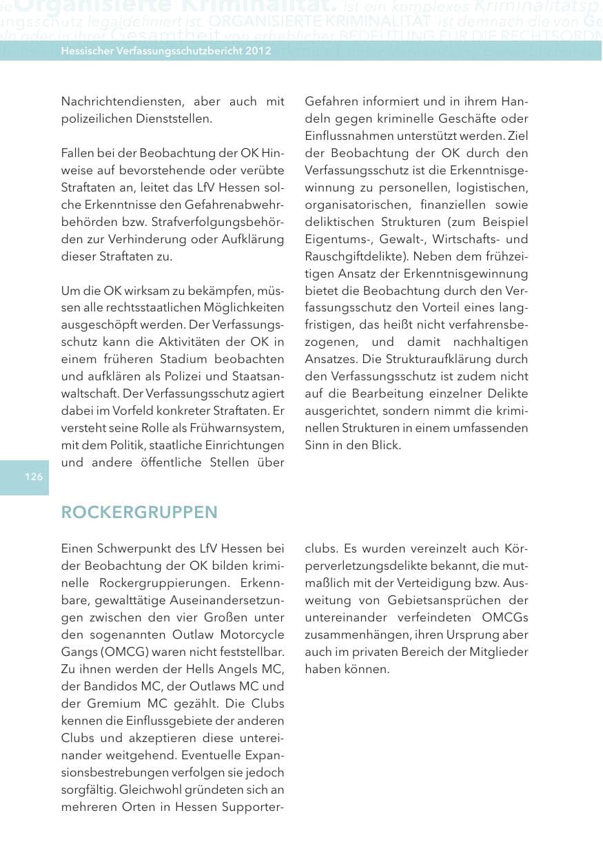 Seite 126 des Verfassungsschutzbericht 2012 Hessen