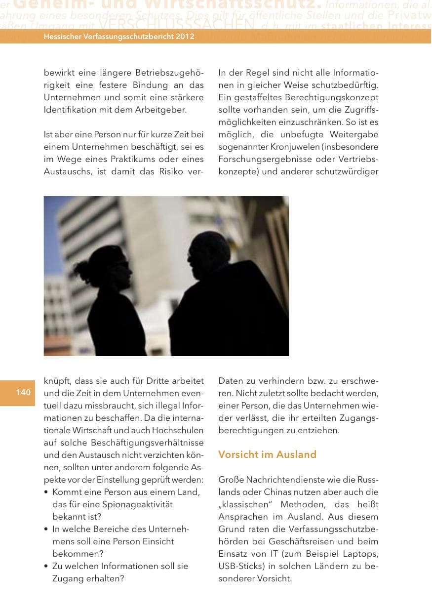 Seite 140 des Verfassungsschutzbericht 2012 Hessen