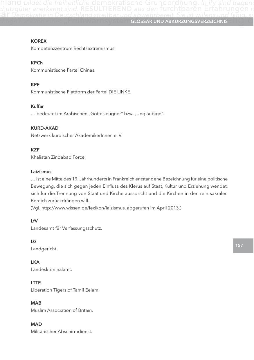 Seite 157 des Verfassungsschutzbericht 2012 Hessen