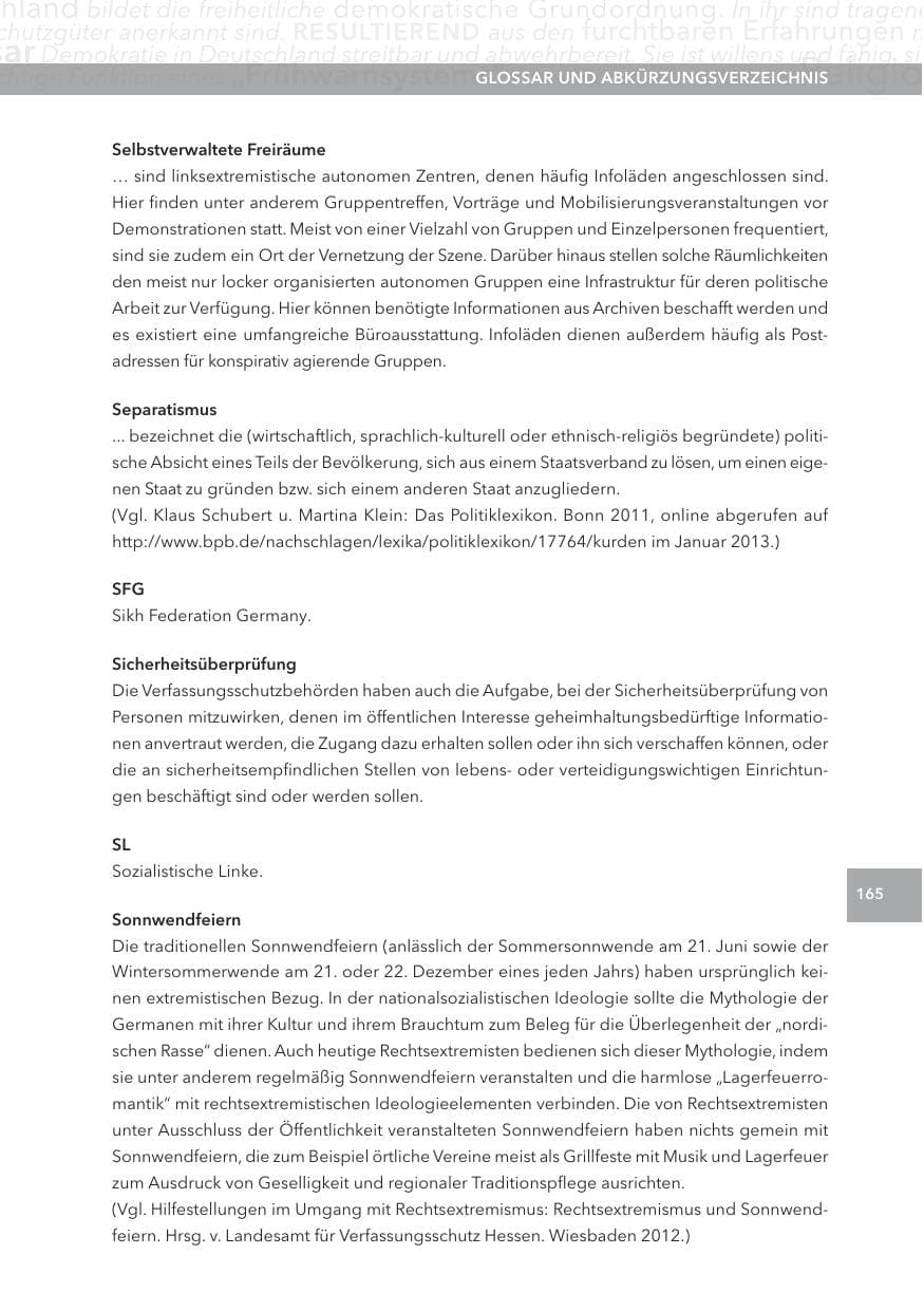 Seite 165 des Verfassungsschutzbericht 2012 Hessen