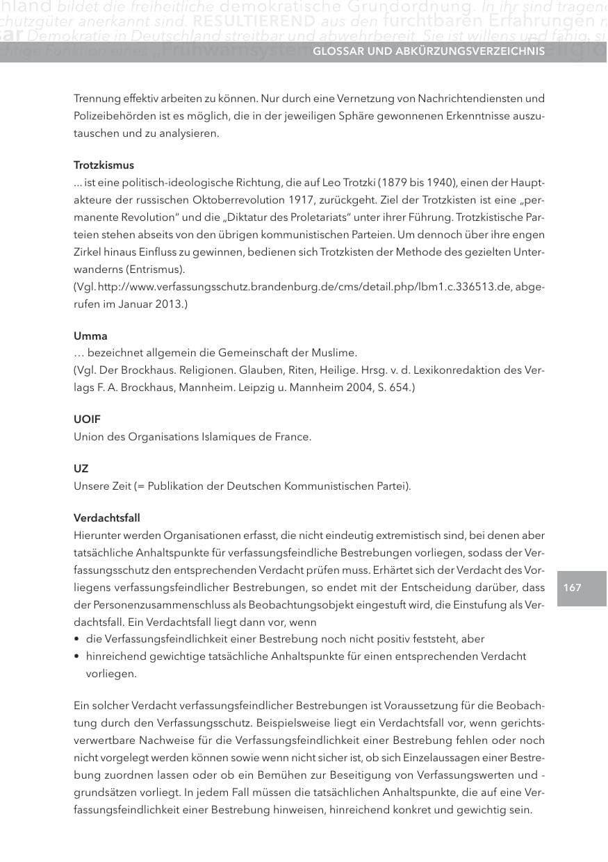 Seite 167 des Verfassungsschutzbericht 2012 Hessen