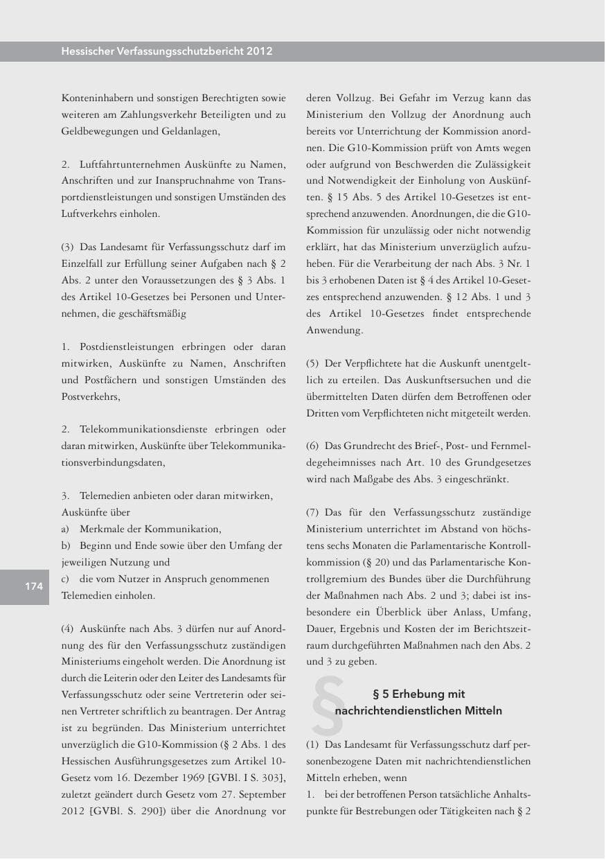 Seite 174 des Verfassungsschutzbericht 2012 Hessen