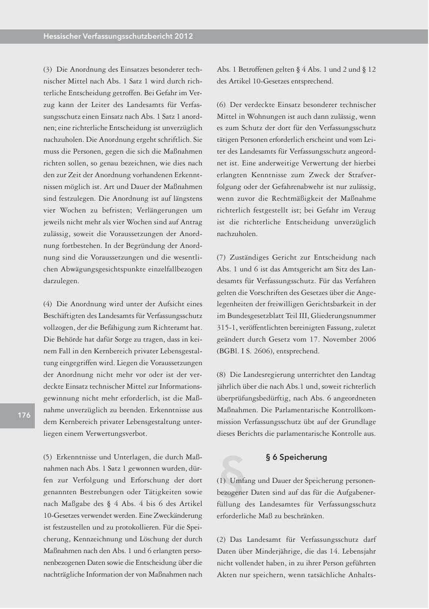 Seite 176 des Verfassungsschutzbericht 2012 Hessen
