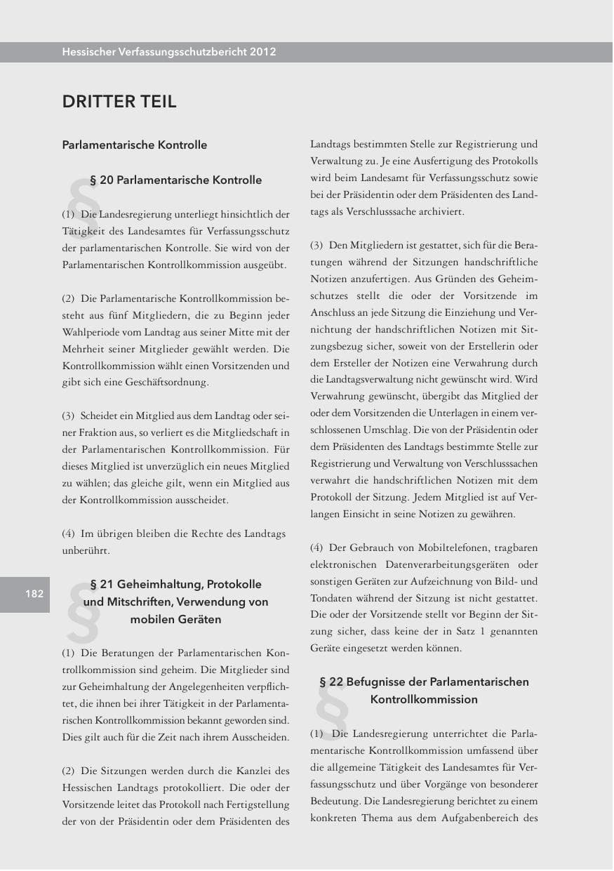Seite 182 des Verfassungsschutzbericht 2012 Hessen