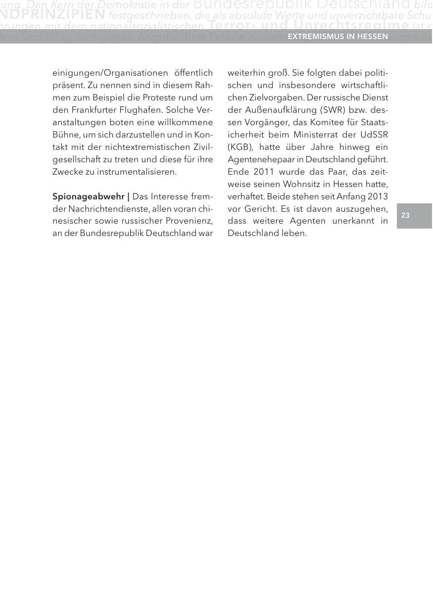 Seite 23 des Verfassungsschutzbericht 2012 Hessen
