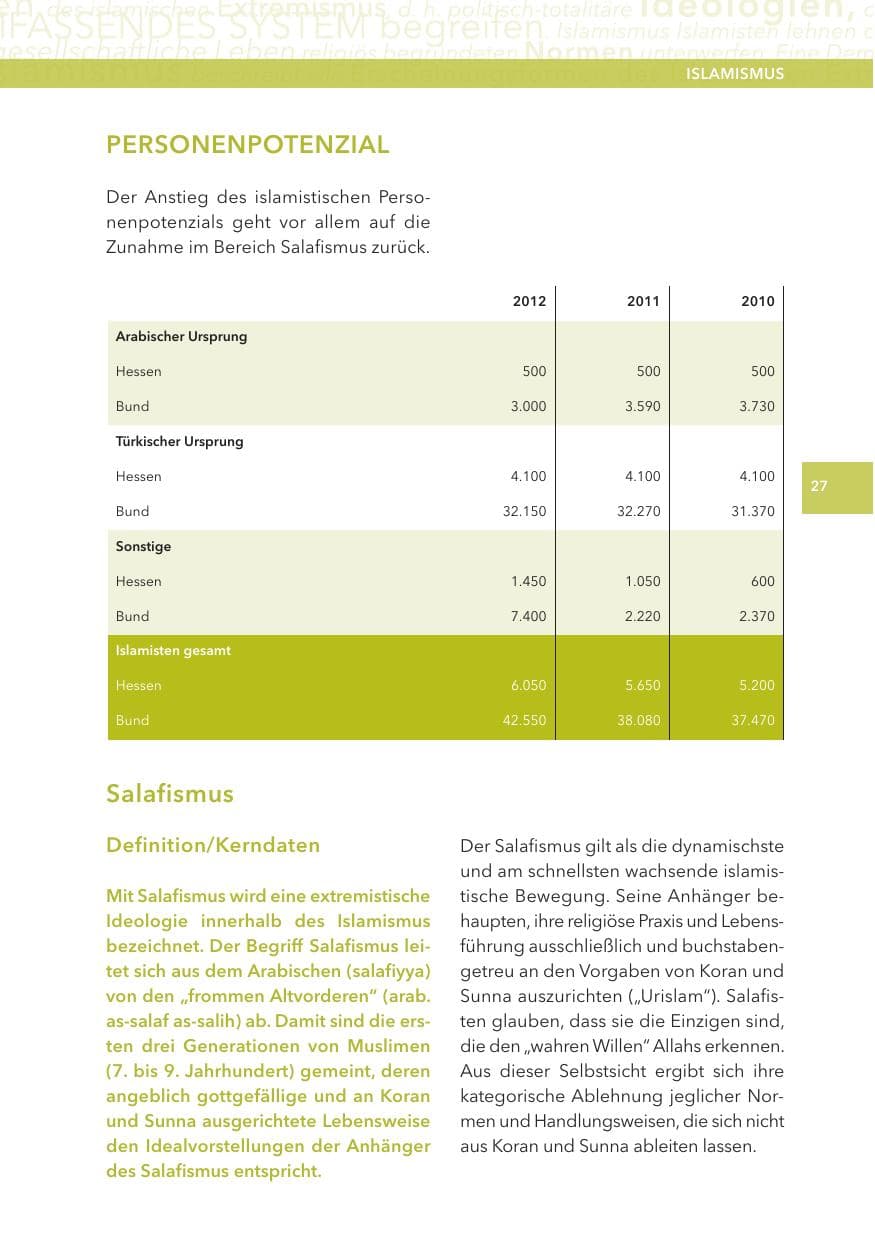 Seite 27 des Verfassungsschutzbericht 2012 Hessen