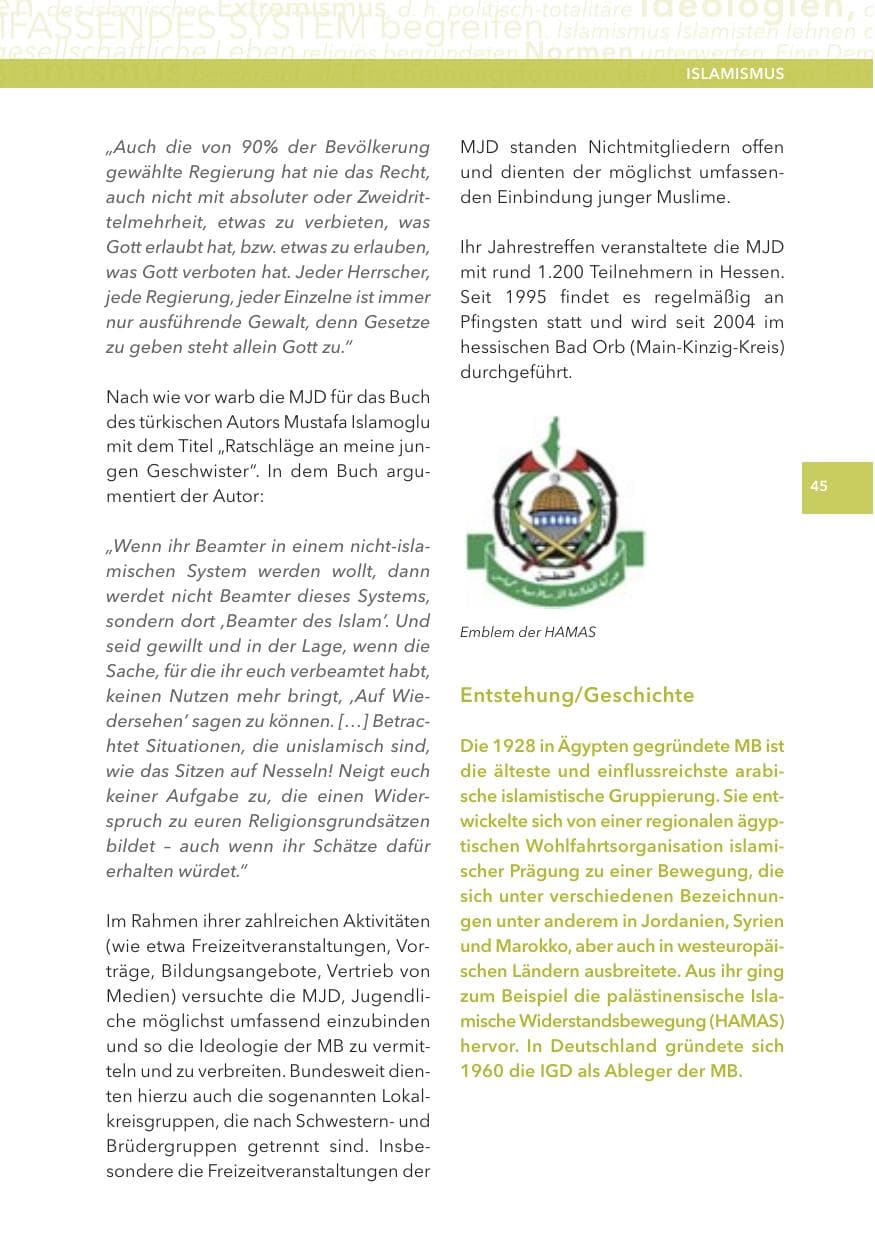 Seite 45 des Verfassungsschutzbericht 2012 Hessen