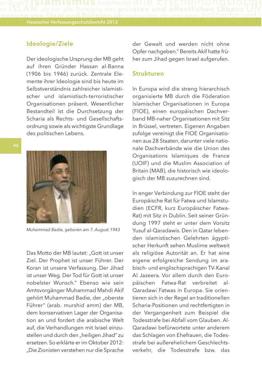 Seite 46 des Verfassungsschutzbericht 2012 Hessen