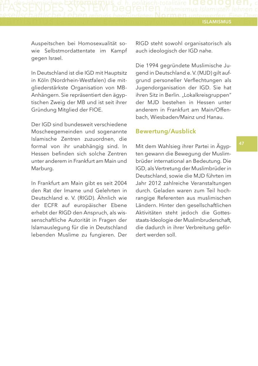Seite 47 des Verfassungsschutzbericht 2012 Hessen