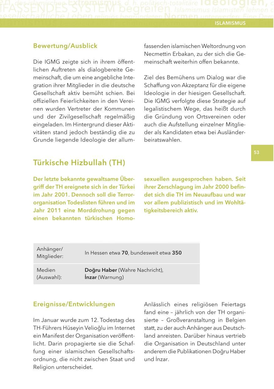 Seite 53 des Verfassungsschutzbericht 2012 Hessen