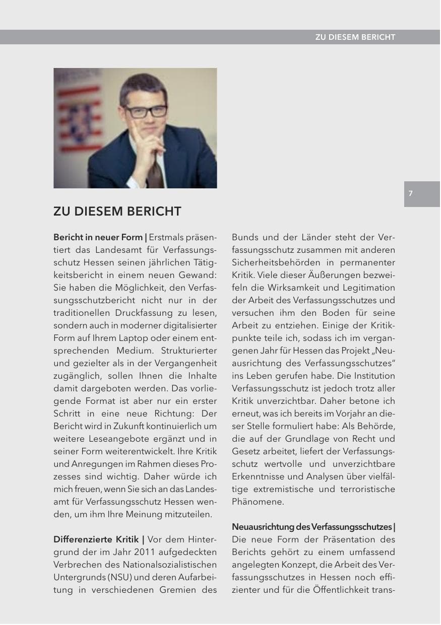 Seite 7 des Verfassungsschutzbericht 2012 Hessen