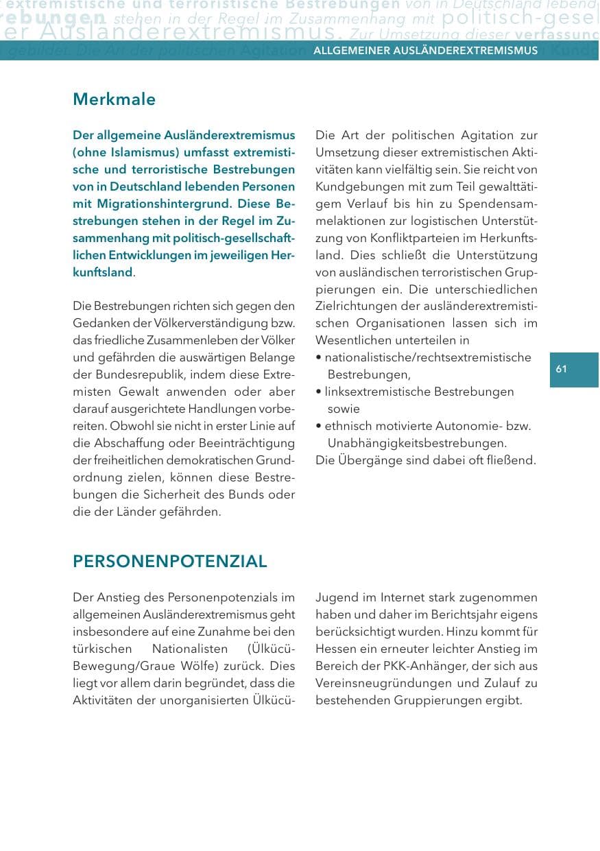 Seite 61 des Verfassungsschutzbericht 2012 Hessen