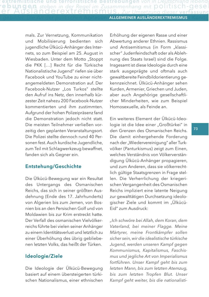 Seite 73 des Verfassungsschutzbericht 2012 Hessen