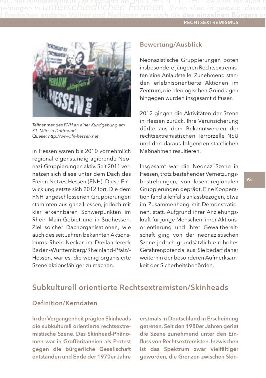 Seite 93 des Verfassungsschutzbericht 2012 Hessen
