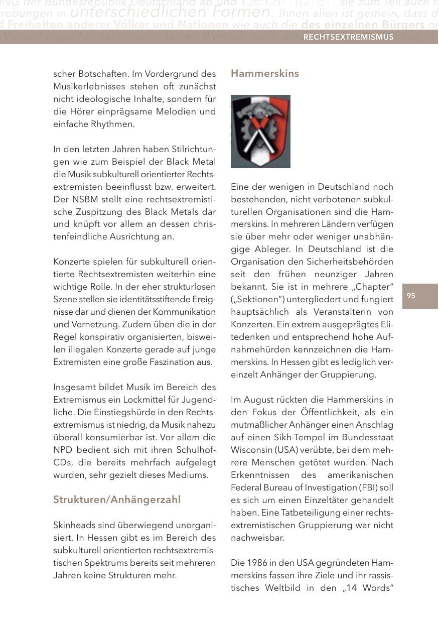 Seite 95 des Verfassungsschutzbericht 2012 Hessen