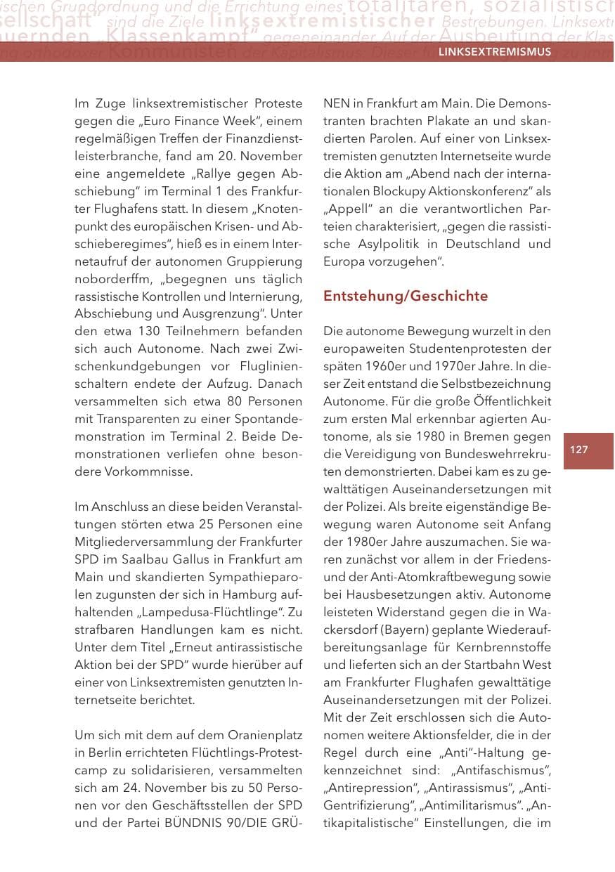 Seite 127 des Verfassungsschutzbericht 2013 Hessen