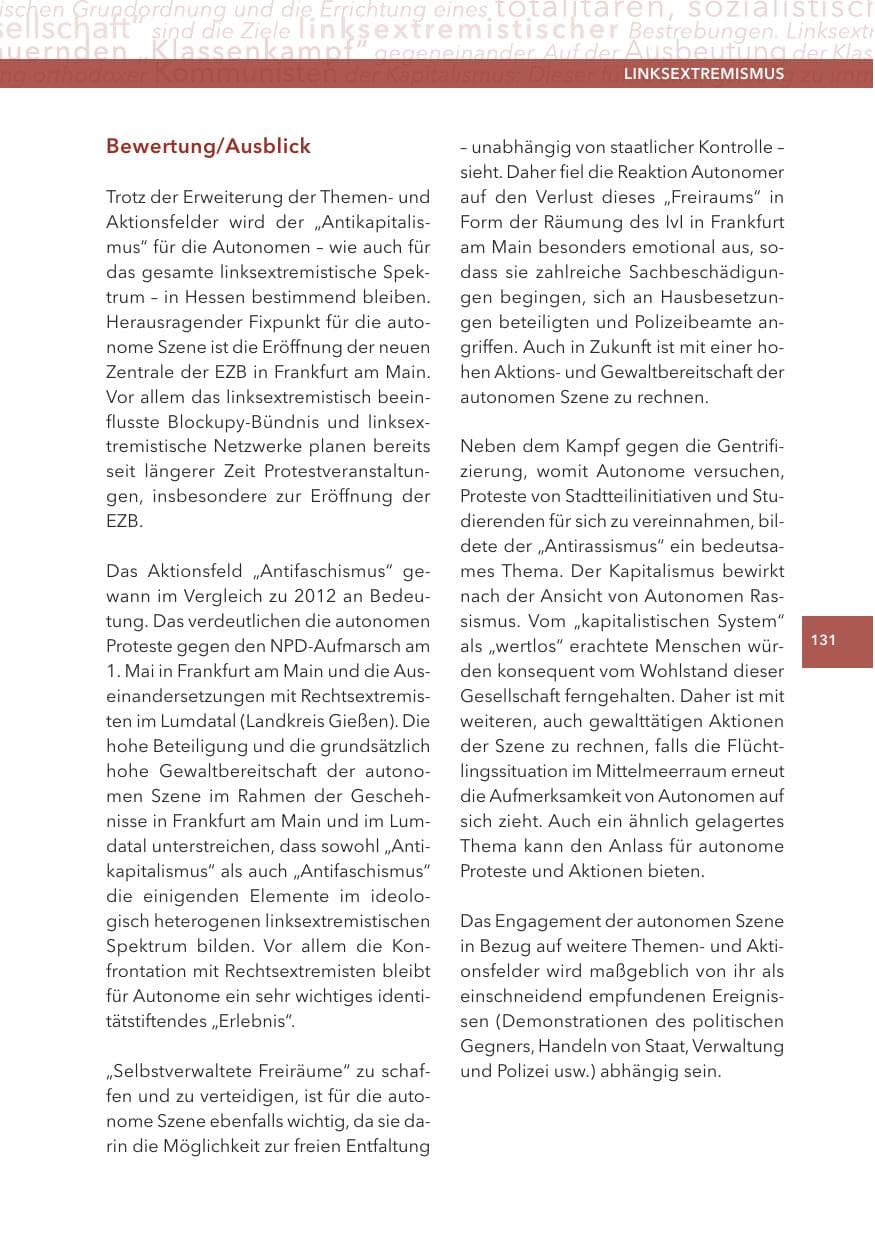 Seite 131 des Verfassungsschutzbericht 2013 Hessen