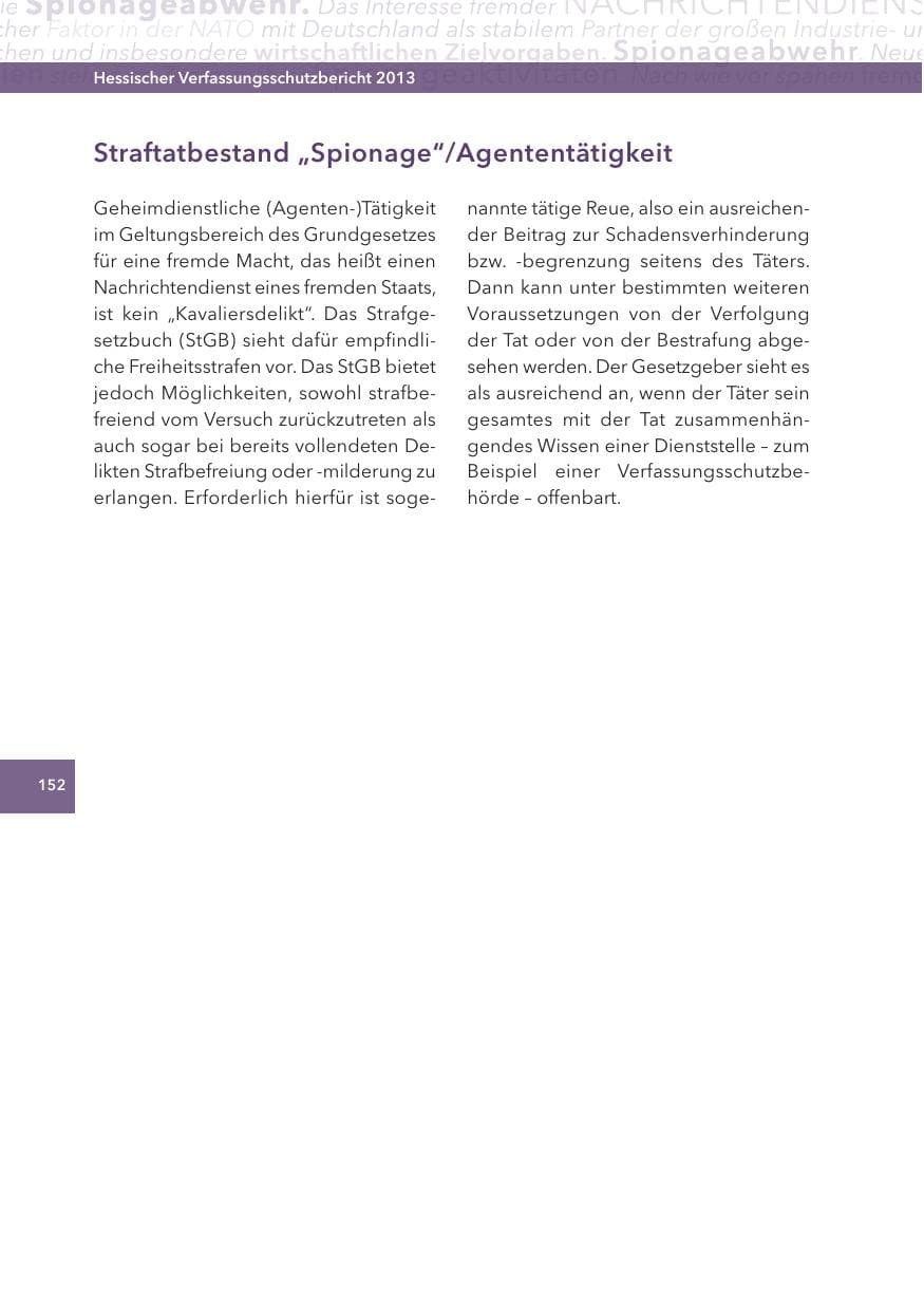 Seite 152 des Verfassungsschutzbericht 2013 Hessen