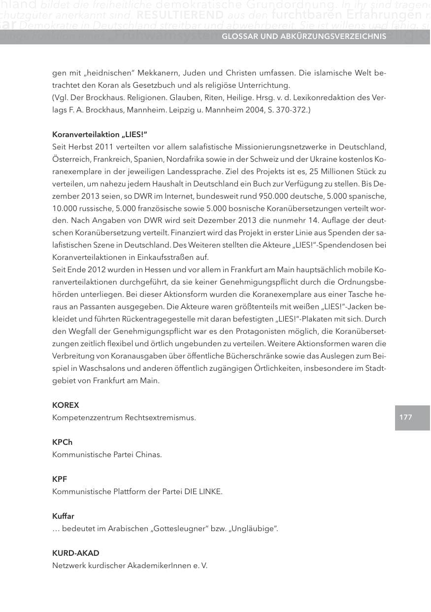 Seite 177 des Verfassungsschutzbericht 2013 Hessen