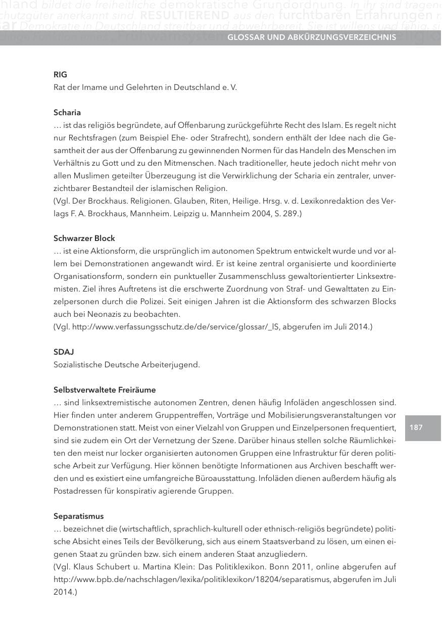 Seite 187 des Verfassungsschutzbericht 2013 Hessen