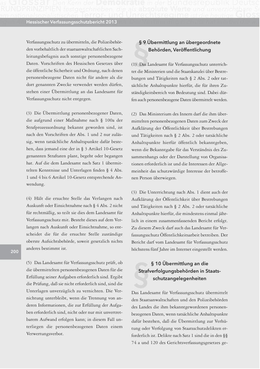 Seite 200 des Verfassungsschutzbericht 2013 Hessen