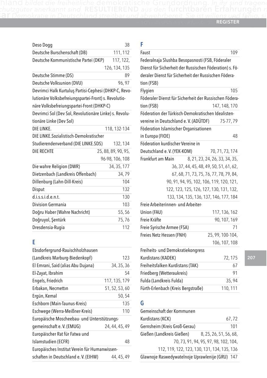 Seite 207 des Verfassungsschutzbericht 2013 Hessen
