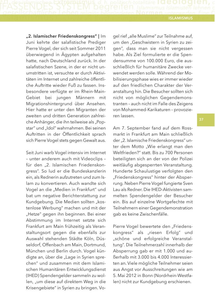 Seite 37 des Verfassungsschutzbericht 2013 Hessen