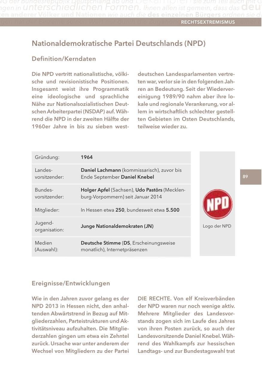 Seite 89 des Verfassungsschutzbericht 2013 Hessen