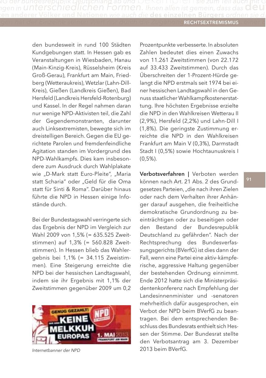 Seite 91 des Verfassungsschutzbericht 2013 Hessen