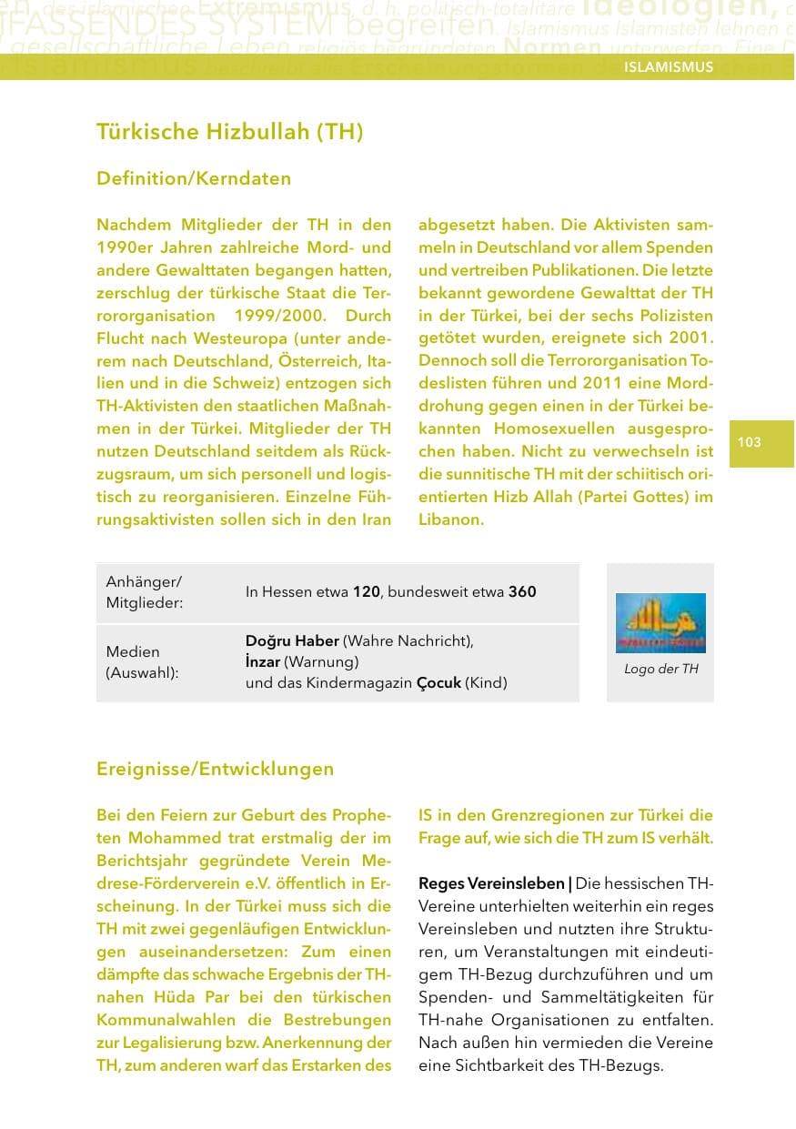 Seite 102 des Verfassungsschutzbericht 2014 Hessen